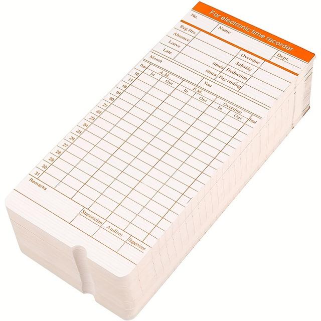 TEMU 50pcs Monthly Schedule , 6-column Dual-sided Orange/blue, Employee Attendance & For Small Business