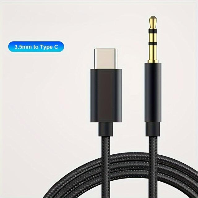 TEMU 3.3ft/1m Usb Type C To 3.5mm Male Aux Cable - Enjoy Car, Headphones, Iphones, Ipads, And More