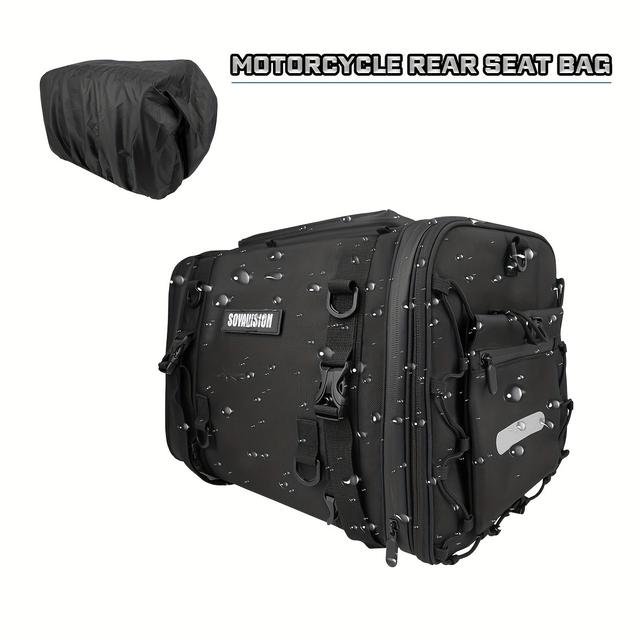 TEMU PVC Motorrad Hecktasche - Erweiterbar 35L-50L Rücksitz Gepäckträger mit verstellbaren Tragegurten, geeignet für Sportmotorräder