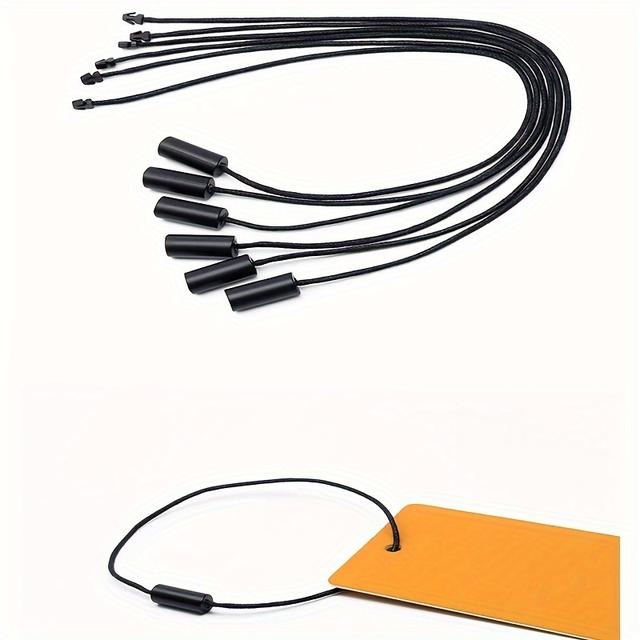 TEMU 100個の黒いワックス糸ラベル、ロープバックル、ループバックル、フックバックル、衣類ラベル、小売価格ラベル、靴のバックルロック、荷物ラベル、DIY手芸品の便利で迅速な取り付け