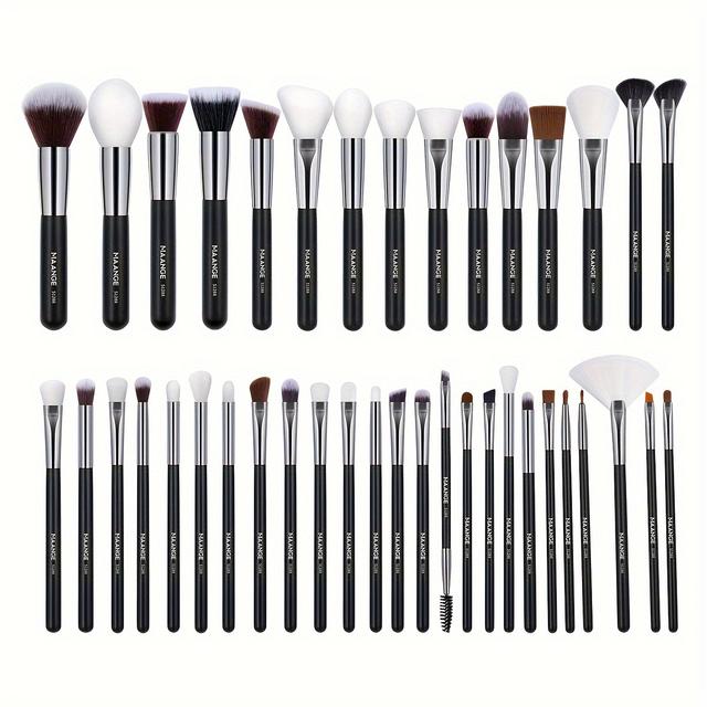 TEMU Maange 40pcs Professional Makeup Kit, Foundation Brush, Contour Brush, Powder Brush, Telescopic Makeup Brush, Carrying Set, Basic Makeup Tool