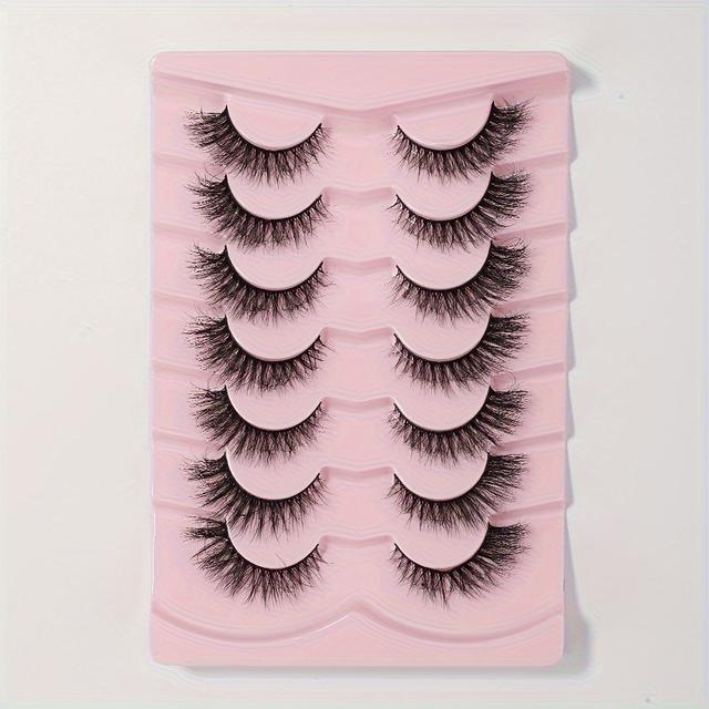 TEMU 7 Pairs Separated False Eyelashes Fluffy Wispy Natural Volume Curly Lash Extension For Daily Dating Party Makeup Use Gift For Ladies And Women