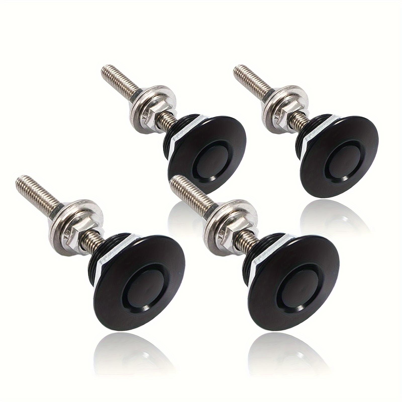 TEMU 4x 30mm/1.2in Universal Aluminum Push Button Quick Release Racing Car Front Bumper Hood Pin Engine Bonnet Lock Latch Clip Kit, Without Battery