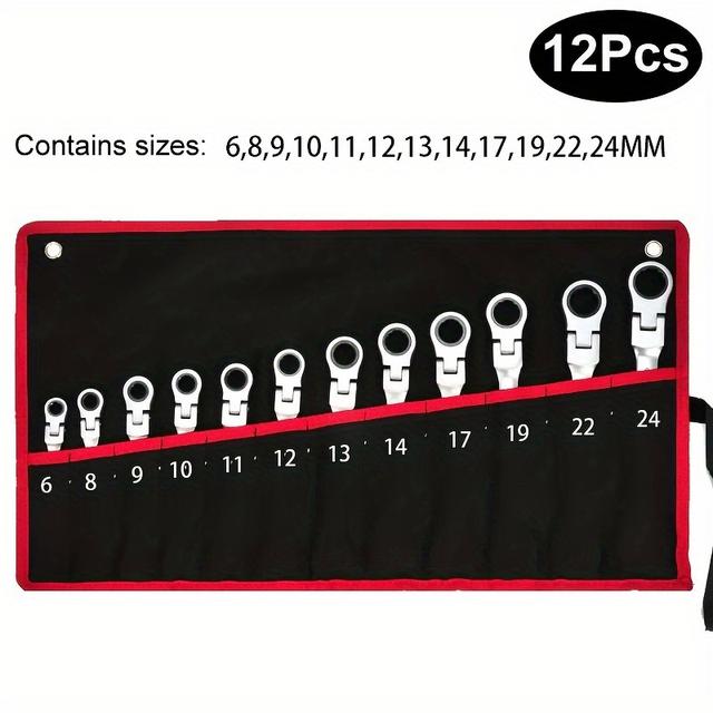 TEMU Swivel Head Ratchet Wrench, Combination End Wrench Set, Hand Tool Wrench Socket, Swivel Ratchet Wrench Set