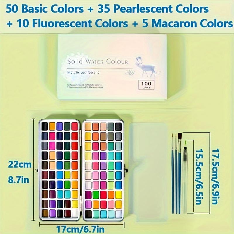 TEMU 1 Solid Watercolor Paint, Metal Watercolor Paint Supplies, Watercolor Supplies, Back To School New Year Holiday Gift (50/100 Colors) Art Supplies,for Professional Artistic Use