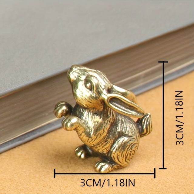 TEMU Handcrafted Figurine - Vintage Zodiac Bunny Decor For Office Desk, Bookshelf, And Living Room, Best For Christmas, Thanksgiving
