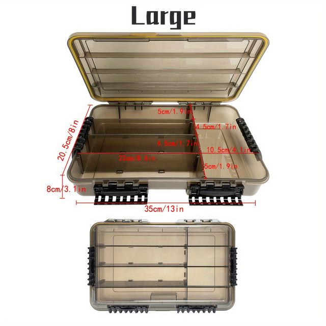 TEMU Large Capacity Waterproof Tackle Box, Multifunctional Plastic Storage For Fishing Gear, Bait, And Accessories.