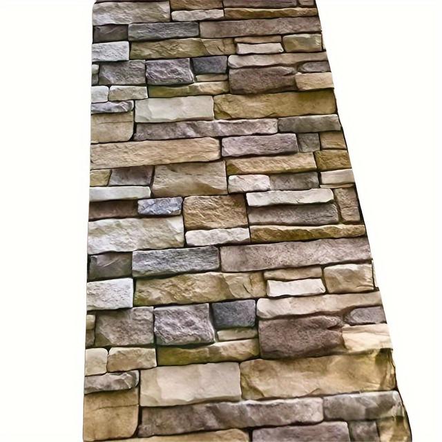 TEMU Samolepící Cihlová Tapeta - Voděodolný Vinyl, Odstranitelný Vintage Kamenový pro Obývací Pokoj, Dekorace Ložnice