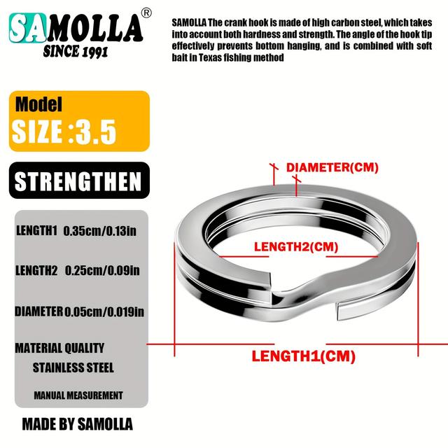 TEMU 100pcs High Strength Stainless Steel Flat Fishing Double Ring Reinforced Thickened Super Pull Fishing Connection Ring