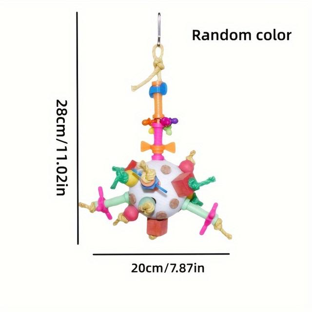 TEMU 1ks Ptačí Hračka Pro Středně Velké Papoušky, Ptáci Hlodací Molár Puzzle Hračka, Tréninkové Cvičení Příslušenství Ptačí Klece, Dekorace Barevné Dřevěné Kostky