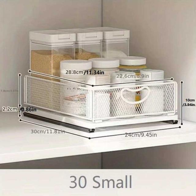 TEMU 1pc Küchen-Auszugs-Faltlagerkorb, Schrank-Innenschubladen-Typ-Metalllagerkorb, Küchen-Gewürzflaschen-Glasregal