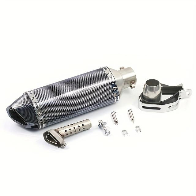 TEMU 38-51 mm Tubo de escape de motocicleta de fibra de carbono de color puntas de escape de acero inoxidable sin doblar silenciadores de escape con abrazadera de instalación y perno de accesorio