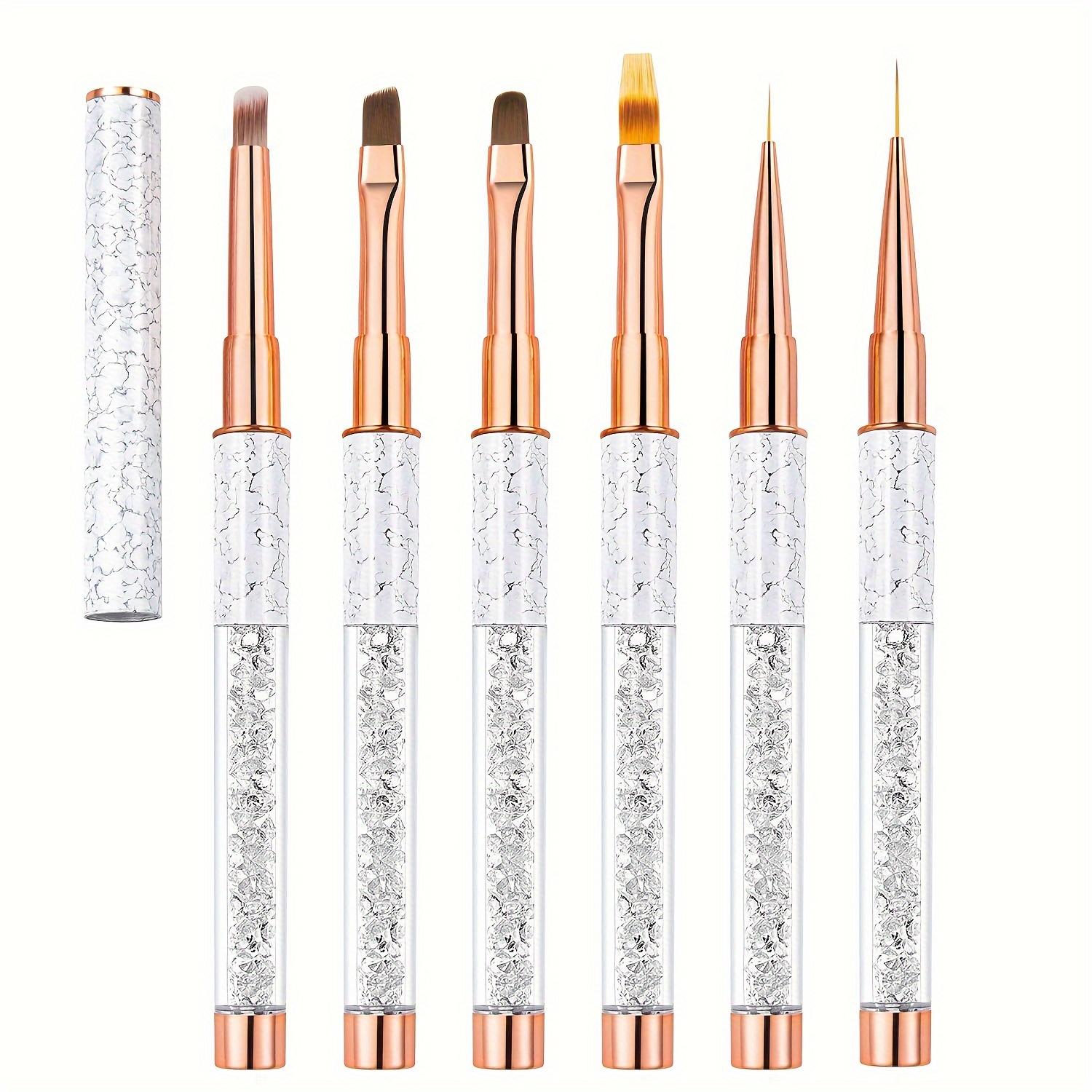 TEMU 6pcs Nail Art Brush Set With Metal Handles - Includes Gradient, Detailing & Dotting Pens For Manicure And Pedicure