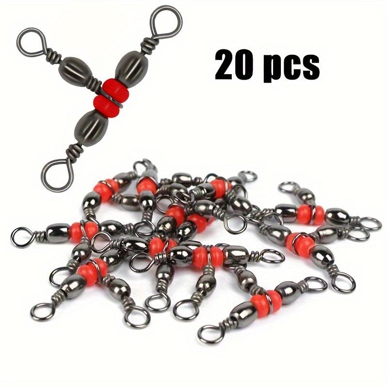 TEMU 20pcs Treble Swivel Separator Sea Fishing Connector Red Bead Treble Swivel