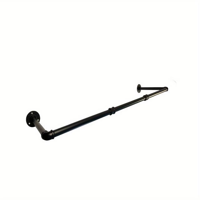 TEMU 1 Heavy-duty Detachable 40-inch Rod, Industrial Pipe Clothing Display Rack, Wall-mounted Hanger, Black Iron Garment Rod, Laundry Drying Rod, Hanging Rod For Wardrobe Storage