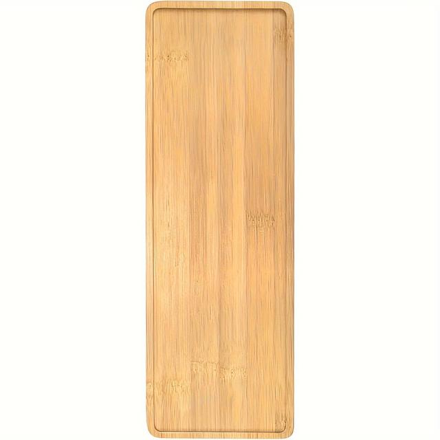 TEMU 1pc Bamboo Platters, Bamboo Tray, Rectangle Plant Saucer, Succulent Pot Stand, Rectangular Wooden Trays Cup Coaster, Serving Tray, For Living Room Office Decor