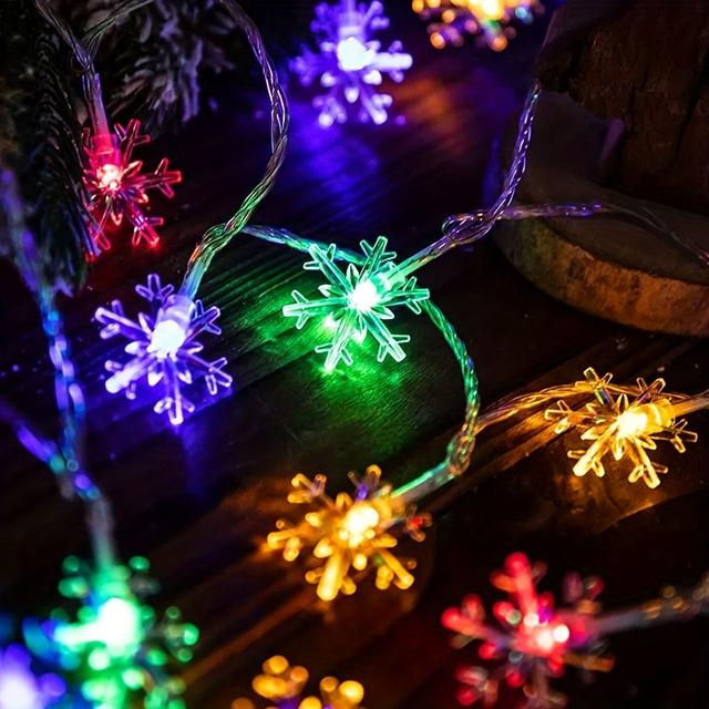 TEMU Romantic Led Snowflake Curtain Lights For Weddings, Parties, And Home Decor - Fairy String Lights For Indoor And Use