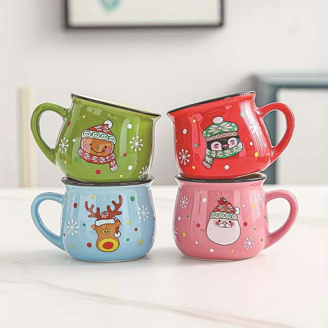 TEMU 2pcs, 4pcs Family Set Parent-child Ceramic Christmas Mousse Cups, Coffee Breakfast Cups, Water Glasses