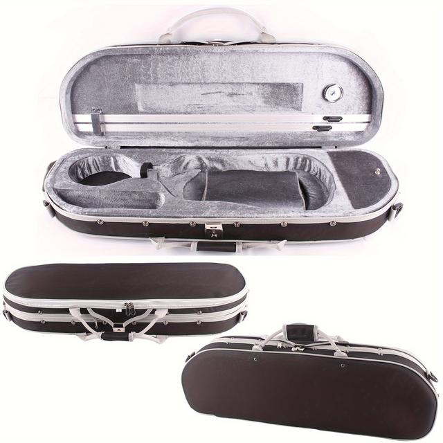 TEMU 4/4 Hochwertige Geigenkoffer, 600D Oxford-Gewebe, Samt-Innenraum, Hochwertiger Hygrometer, Kann auf beiden Schultern oder in der Hand getragen werden