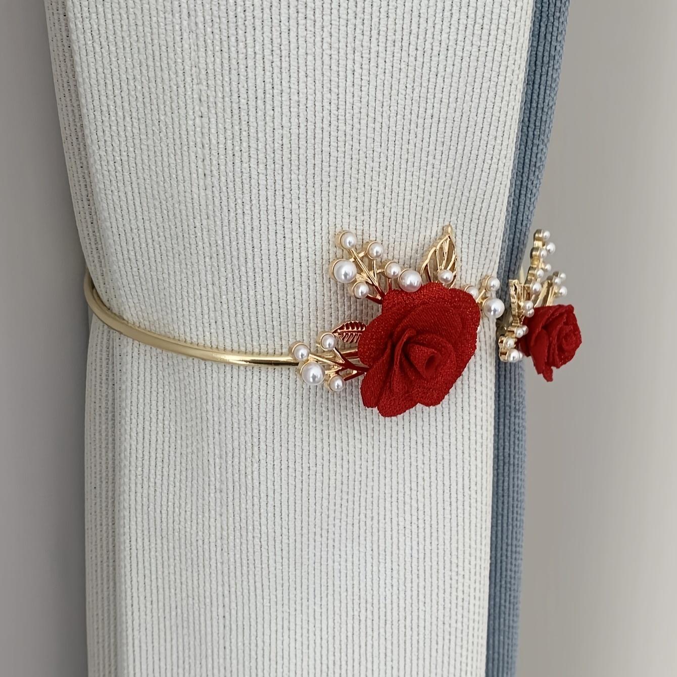 TEMU 1pc Modern Light Luxury Soft Alloy Pearl Curtain Tieback, Pastoral For Bedroom And Living Room Soft Decoration Curtain