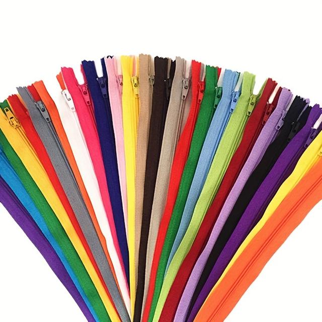 TEMU 50pcs Assorted Sizes 4"-24" Nylon Coil Zippers, Mixed Colors - Ideal For Skirts, Pants, Backpacks & Crafts