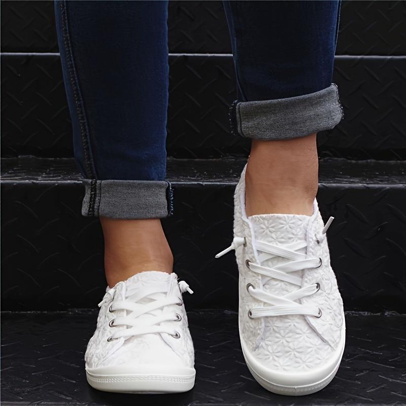 TEMU New Women's Sports Shoes In White Snowflake Design, -on Style, Comfortable Soft Sole, Versatile For All , Casual Women's Footwear., Women Shoes
