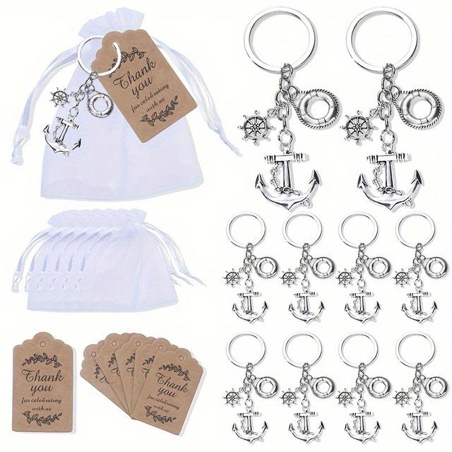 TEMU 1 Set Of 10 Souvenir Gifts: , , Anchor, Airplane, Compass, Alloy Keychain, Classic Adventure Keychain, Bag Pendant