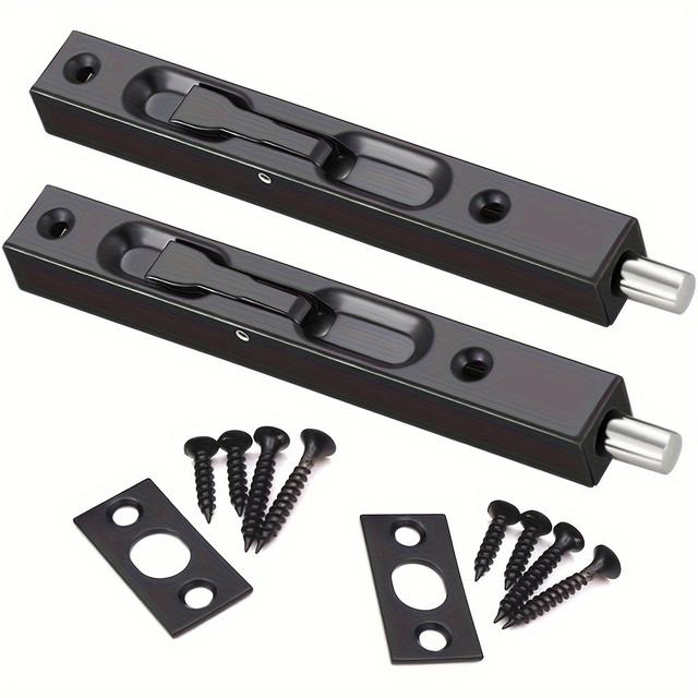 TEMU 2pcs 6-inch Protector Concealed Sliding Lock - Durable Metal Safety Door Lock For French, Composite, Wooden & , Virtual Door Hardware With Mounting Screws