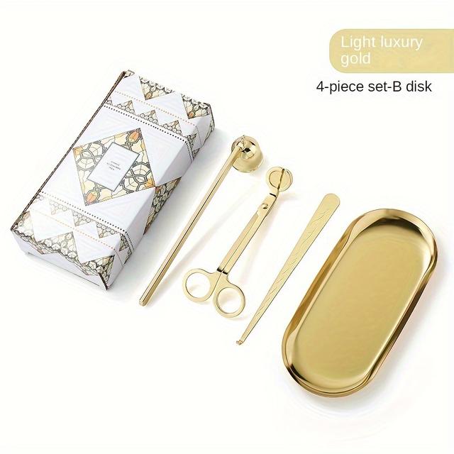 TEMU Small Trumpet Scented Candle Tools, Extinguishing Tools Set Of 3 Or 4 Pieces, Stainless Steel Candle Snuffer And Wick Trimmer Kit
