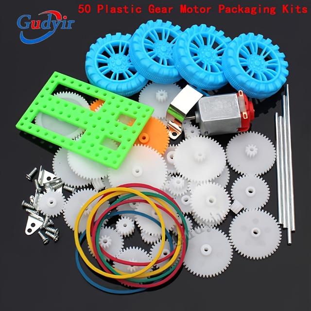 TEMU 50pcs Plastic Gear Motor Package Kit Gear Assortment Additions Set For Toy Robot Various Gear Axle Belt Bushings [gudyir]