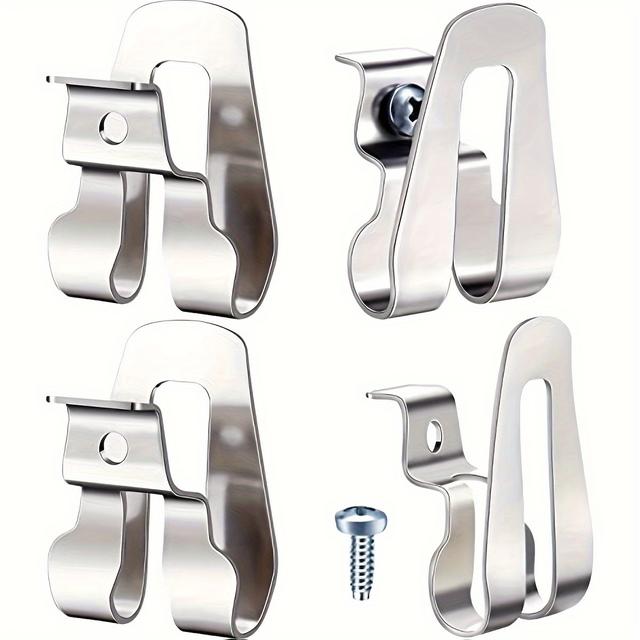 TEMU 4pcs Ganchos de Clip de Cinturón de Acero Inoxidable Duraderos - Fácil de Instalar, Soporte de Herramientas Resistente al Óxido con Tornillos Incluidos, Perfecto para Destornilladores de Impacto