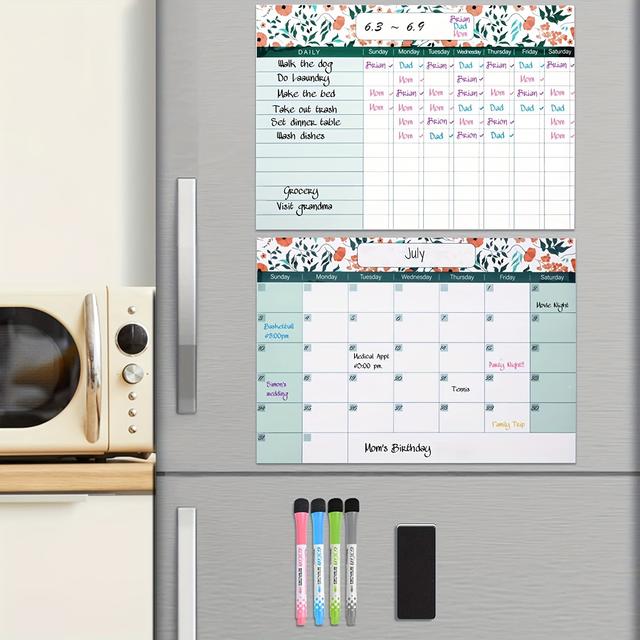 TEMU Magnetic Dry Erase Fridge Calendar And Chore Chart
