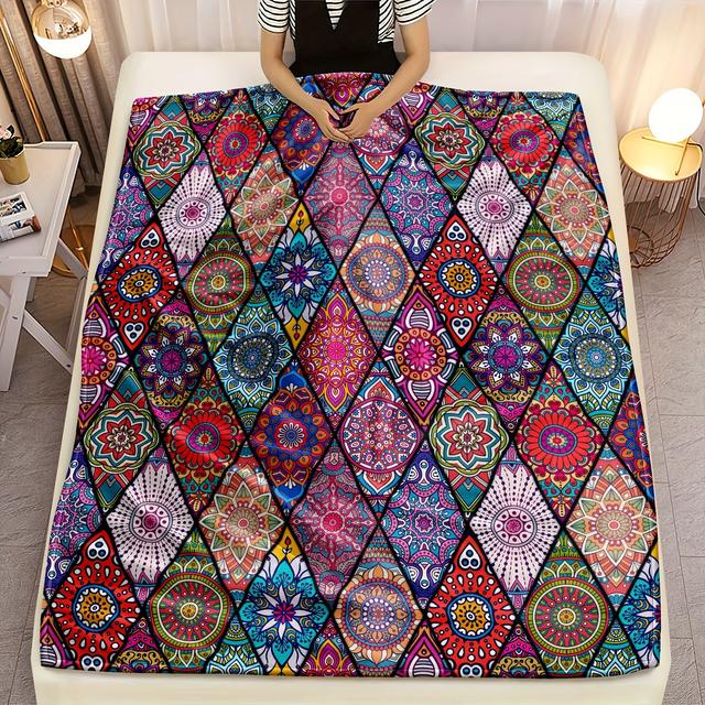 TEMU 1 Stück Bohemian-Stil Decke, Vintage Blumen Sofa-Decke, Boho Blumentuch, Geschenkdecke für Wohnaccessoire