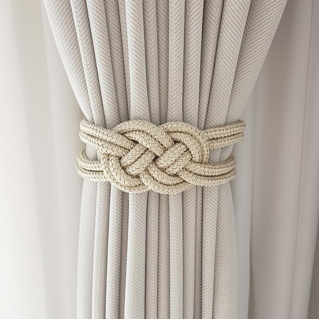 TEMU 1pc Fashion Style Magnetic Curtain Tieback, Polished Plastic Wall Mount Rope With Chinese , Light Luxury Decorative Buckle For Bedroom, Utility Hooks
