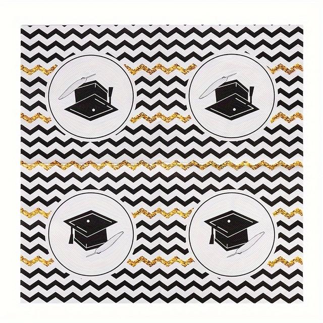 TEMU Colorful Printed Napkin Paper Measuring 33*33cm For Decorating Graduation Parties