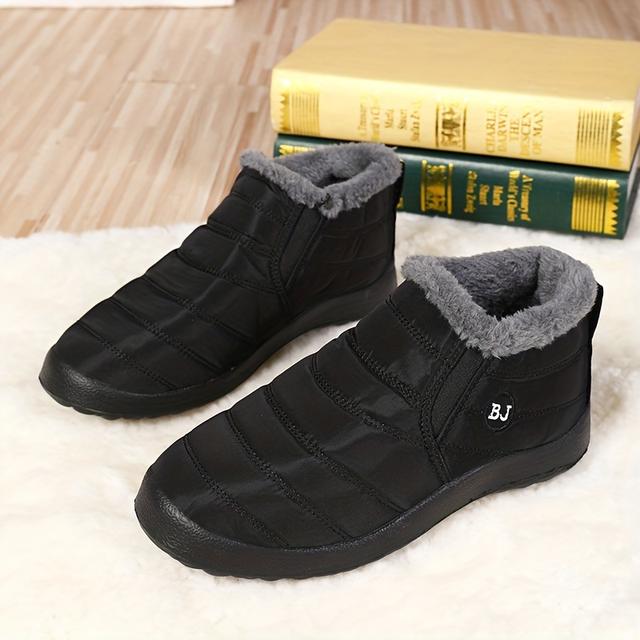 TEMU Men's Snow Boots, Warm Fleece Cozy Non-slip Ankle Boots Plush Comfy Outdoor Hiking Shoes Lined Trekking Shoes, Winter