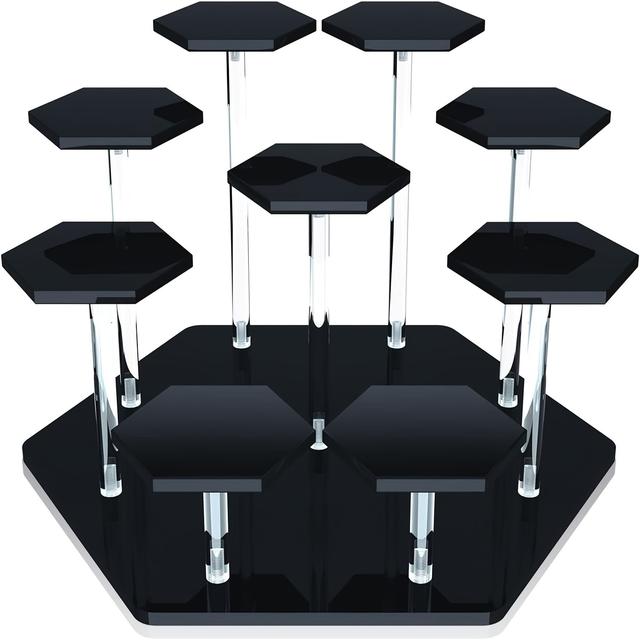 TEMU 1st Akryl Displayställ, 9-lagers Multifunktionellt Displayställ, Hexagonal Fäste för Actionfigurer, Samlarobjekt, och Parfym Display, Val för Klassisk Hemdekoration