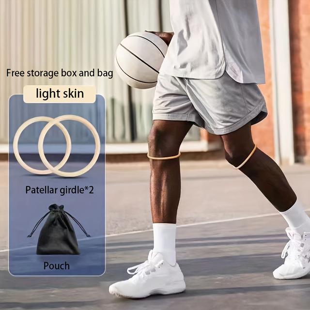 TEMU 2pcs Thin Patellar Band - Basketball & Running Knee Support With Elasticity, Non-slip Knee Brace For Stability, Cushioned , And Prevention, Basketball Gear, , Durable Construction