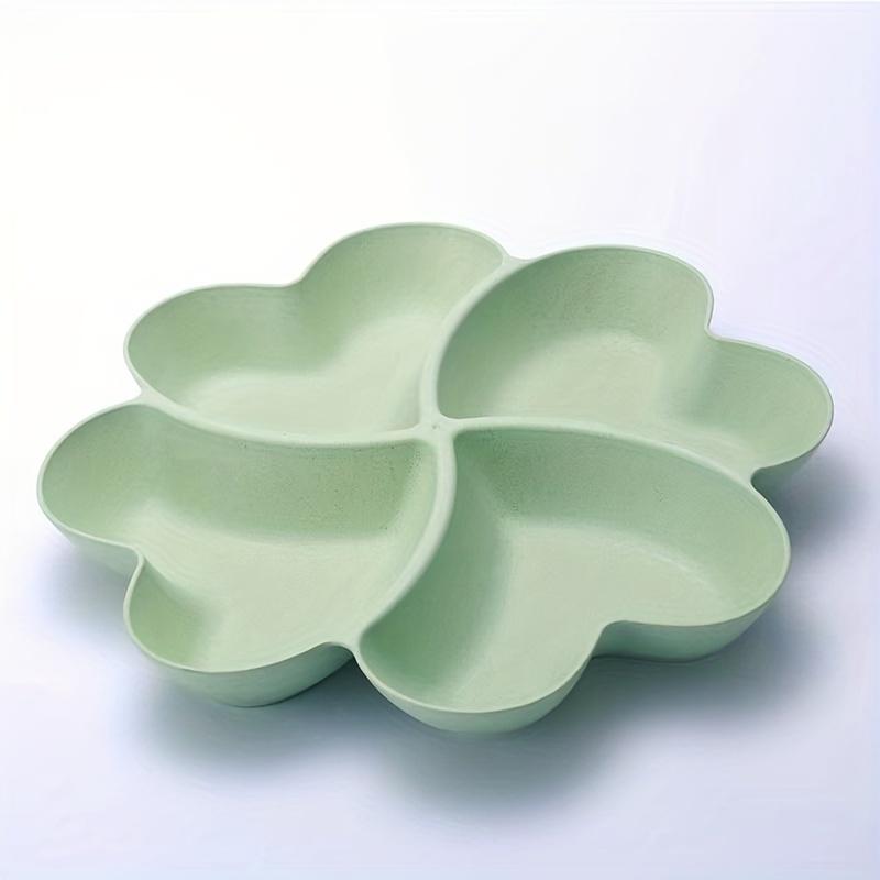 TEMU Shaon 1pc Heart-shaped Divided Storage Plate - Food-safe Plastic Snack & Dessert Serving Tray For Living Room, Tea Table - Modern Candy, Nut, Fruit Organizer With 4 Compartments, Snack Box