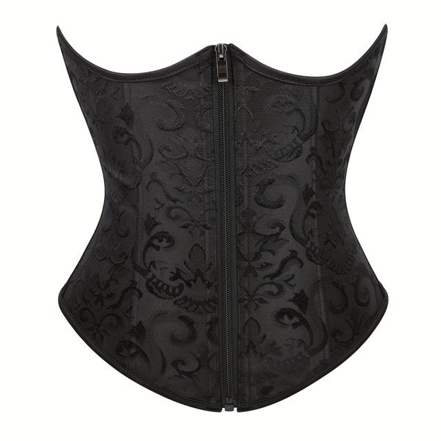 TEMU „[Alltagskomfort] Elegantes Schwarzes Schnür-Unterbrust-Korsett-Top mit Reißverschluss - Bauchkontrolle & Taille Schlankmachend, Dehnbarer Nylonstoff, Handwäsche - Damenmode-Accessoire