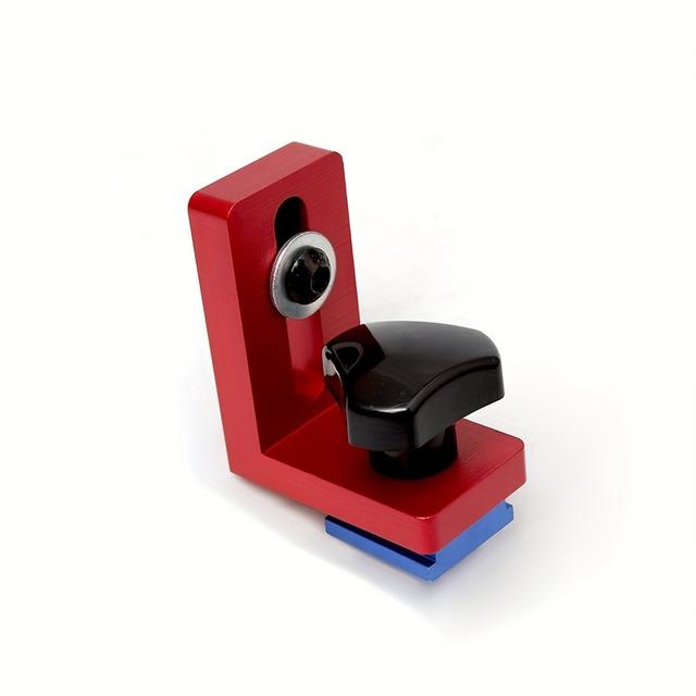 TEMU 레드 핸들이 있는 헤비듀티 알루미늄 T-트랙 스톱 - DIY 목공 프로젝트용 정밀 마이터 트랙 펜스 플립 스톱 슈트 로케이터, 견고한 작업대 도구, 목공용 T 트랙 레일