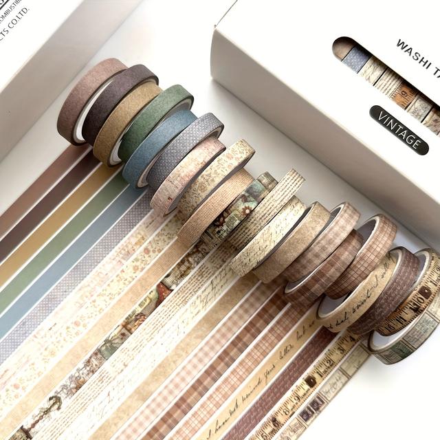 TEMU 20 Rolls Of Retro Washi Tape For Hand Account Decoration, Landscaping, And Creative Thin Tape