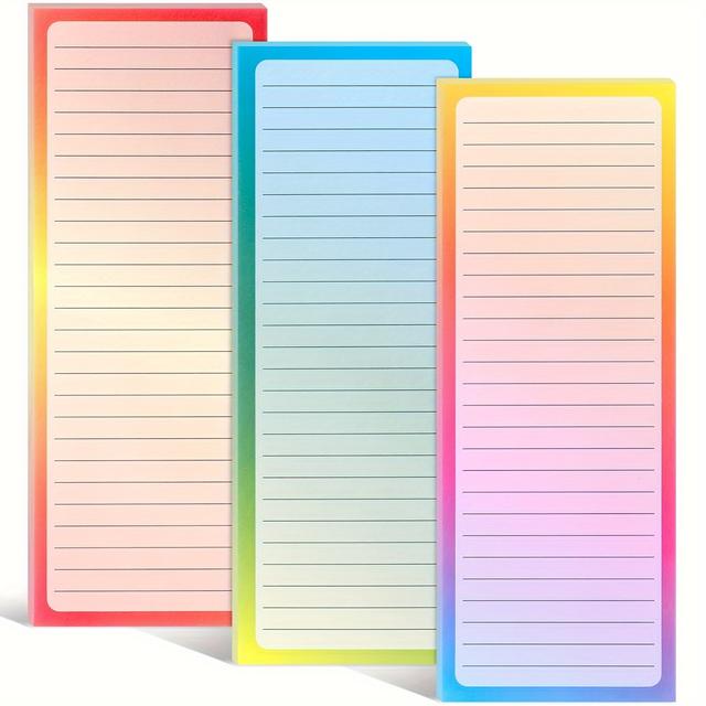 TEMU Magnetické poznámkové na lednici, 100 listů na blok, barevný přechod, nákupní seznam, poznámkový blok na lednici, poznámky k úkolům, nákupní seznam, připomenutí, 8 x 3 palce, 3 ks