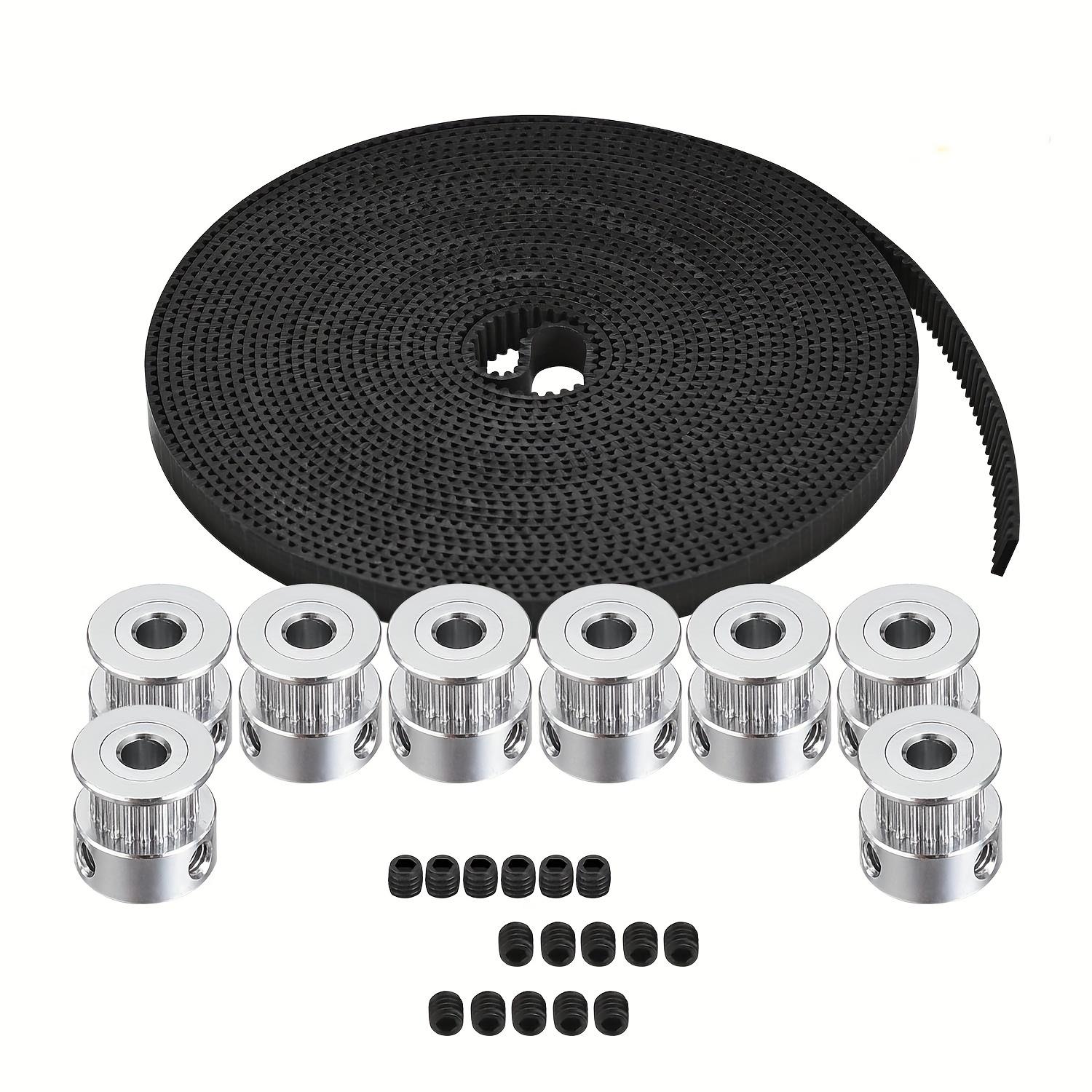 TEMU Gajing Gt2 Timing Belt Pulley, 8pcs 5mm 20 Teeth Timing Pulley Wheel And Gt2 5 Meters Rubber 2mm Pitch 6mm Wide Timing Belt For 3d Printer Cnc