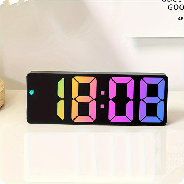 TEMU Led Digital Electronic Clock Bedside Alarm Clock, 3-level Adjustable Brightness, Temperature Display Mirror Alarm Clock, Bedroom Clock, Room Decoration