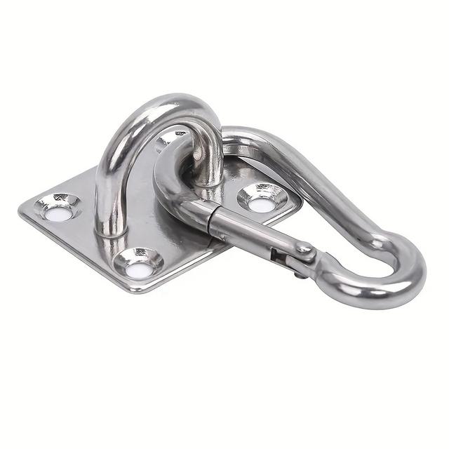 TEMU 2 Sets Of Heavy-duty Wall Mounted Shape Hooks - Stainless Steel Multifunctional Hammock Metal Base, Strong Load-bearing Capacity, , Space Saving Design