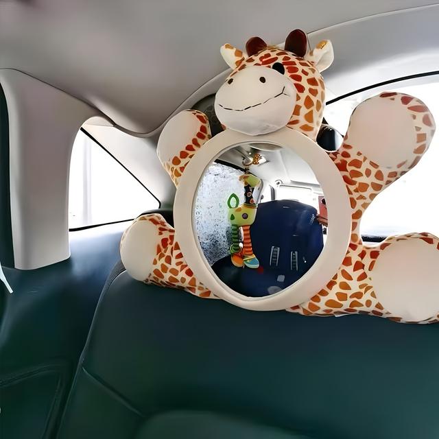 TEMU Creative Reverse Viewing Mirror For Safety Seat, Large Doll Rearview Basket Mirror, Interior Car Decoration, Polyester - Multicolor, Rear View Mirror Hanging Accessories