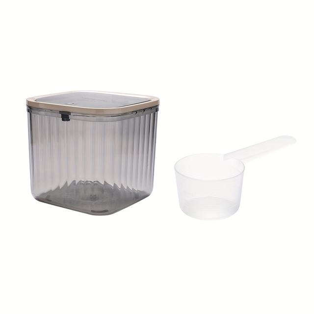 TEMU Large Capacity Laundry Detergent Storage Container With Scoop - Durable Plastic Organizer For Pods & Liquids, Press-on Lid Included, Storage Bins For Home Organization