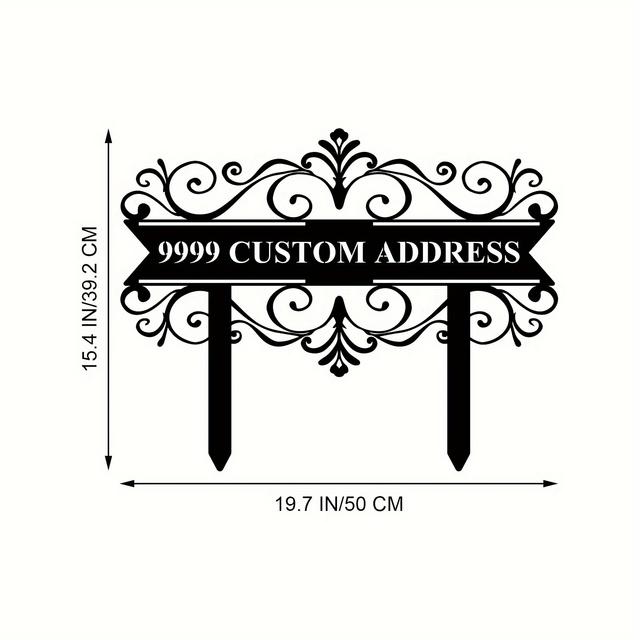 TEMU 1pc Custom Iron Address Signs, Custom Iron Door Number Signs, Custom Iron Street Address Signs Outdoor Decor, Front Yard And Driveway Address Stakes