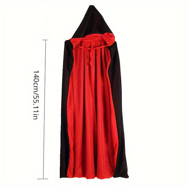 TEMU Halloweenský dvouvrstvý černý a červený plášť, párty rekvizity pro strašidelné líčení, vánoční upír, kostým smrti, kostýmový outfit, bez baterie